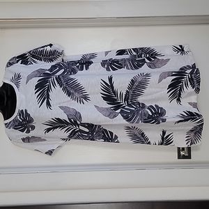 Dress with palm and fern leaf decor